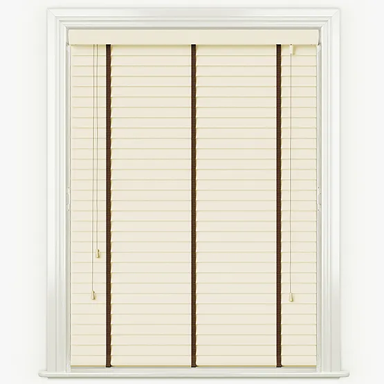 Statement Classic Cream With Chocolate Tapes Wooden Venetian Blinds