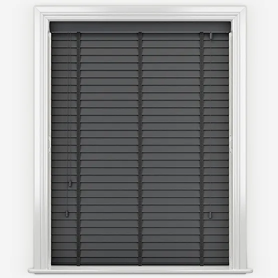Dalby Graphite Grey With Jet Tapes Wooden Venetian Blinds