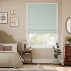Flower Block Pom-pom Aqua Roman Blind