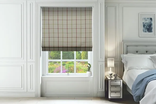 Plaid Cream - Check Roman Blind