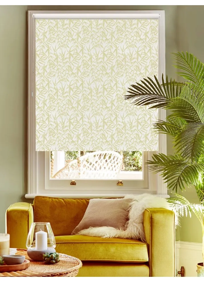 Bamboo Shadows Sage On Linen Blackout Roller Blind