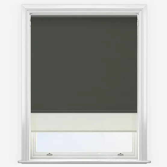 Double Roller Supreme Blackout Shadow Grey & Cream Double Roller Blind