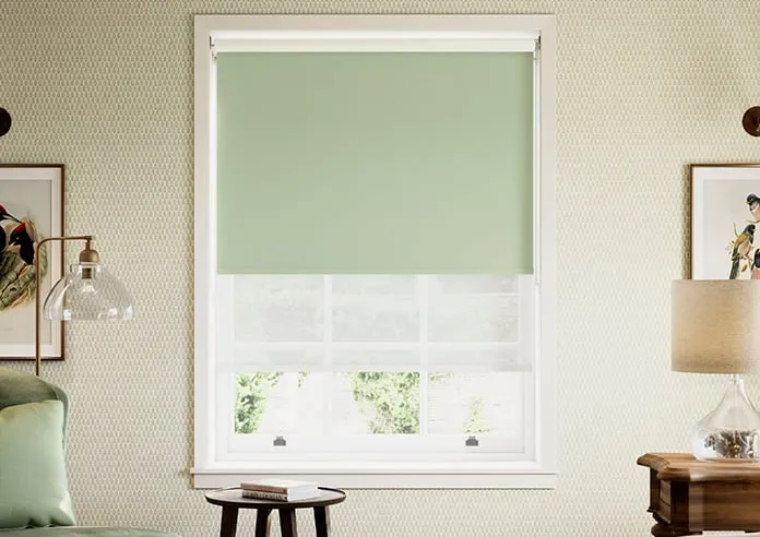 Rimini (Blackout) Mint & Optima Chiffon - Double Roller Blind