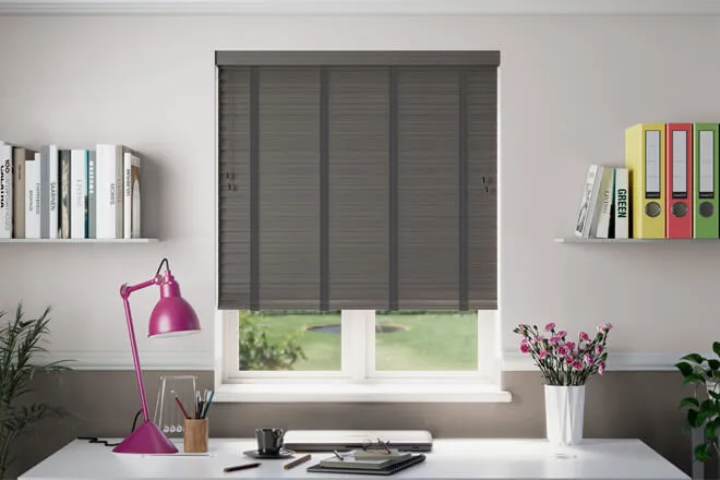 Nova Scotia Dark Grey Oak - Wooden Blind Black Tape