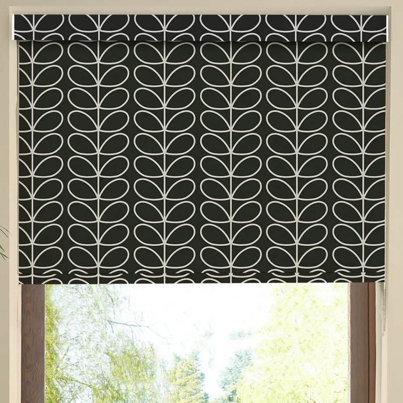 Orla Kiely Linear Stem Translucent Made To Measure Roller Blind Liquorice