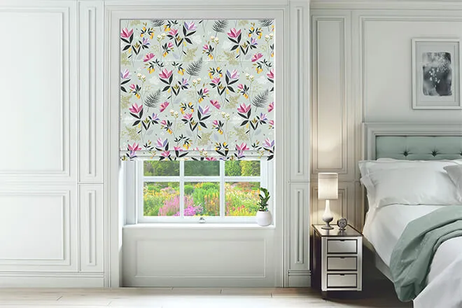 Sara Miller Orchard Floral Duck Egg - Designer Floral Roman Blind
