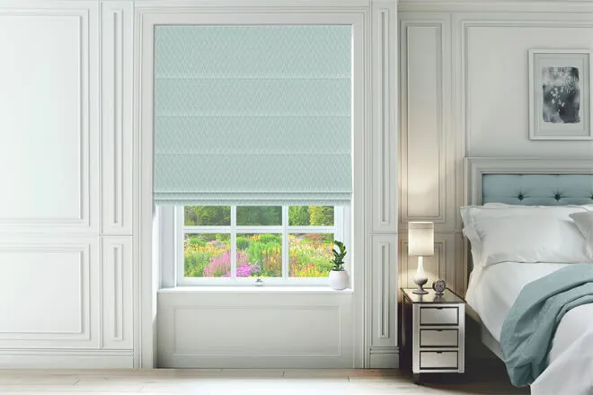 Twain Aqua - Patterned Roman Blind