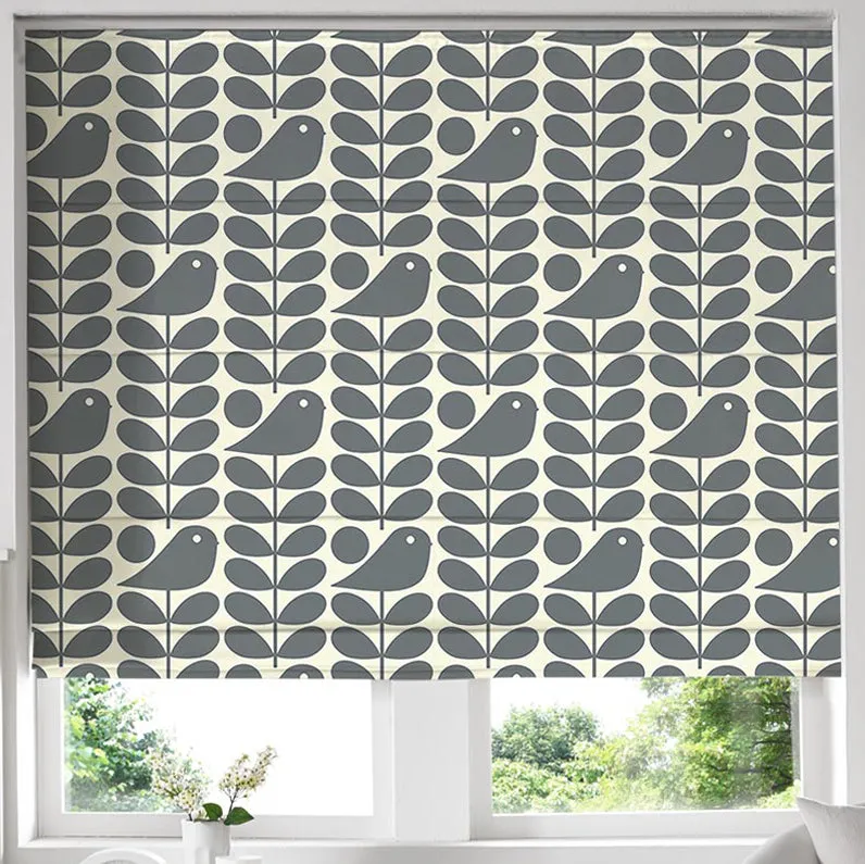 Orla Kiely Early Bird Made To Measure Roman Blind Cool Grey