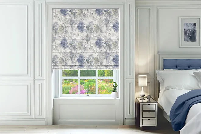 Orchard Blue - Floral Pattern Roman Blind