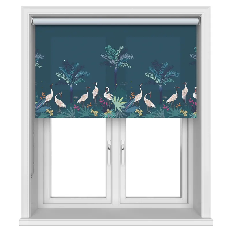 Sara Miller Heron Border Teal Blinds Uk