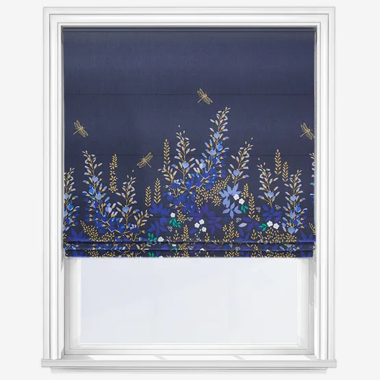 Sara Miller Wisteria Navy Roman Blind