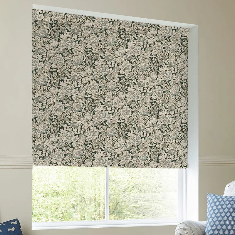 Emily Bond Somerset Rose Translucent Made To Measure Roller Blind Vintage Blue
