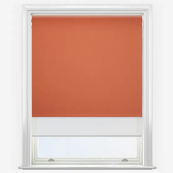 Double Roller Pop Blackout Burn Orange & White Double Roller Blind