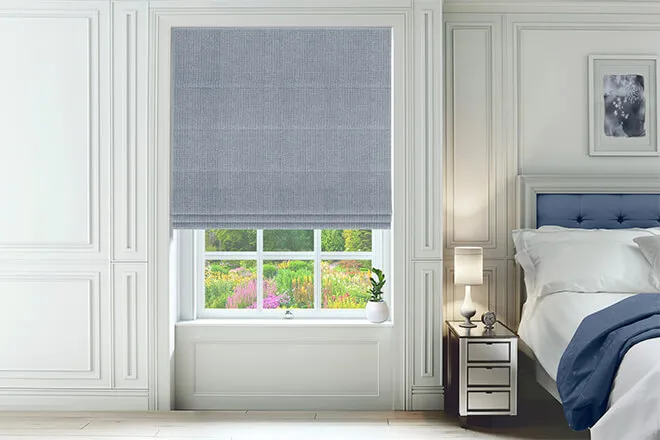 Lucia Blue - Luxury Plain Weave Roman Blind