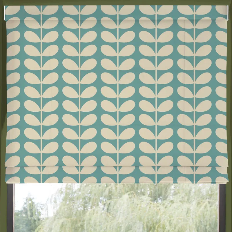 Orla Kiely Solid Stem Made To Measure Roman Blind Duckegg