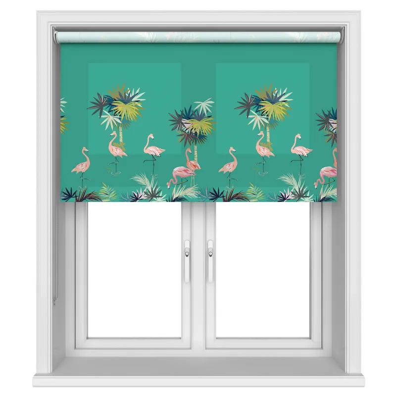 Sara Miller Flamingo Border Green Blinds Uk