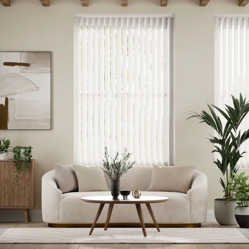 Pencil Stripe White Vertical Blind