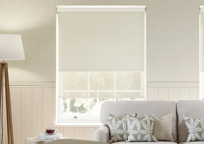 Rimini (Blackout) Ecru & Optima Linen - Double Roller Blind