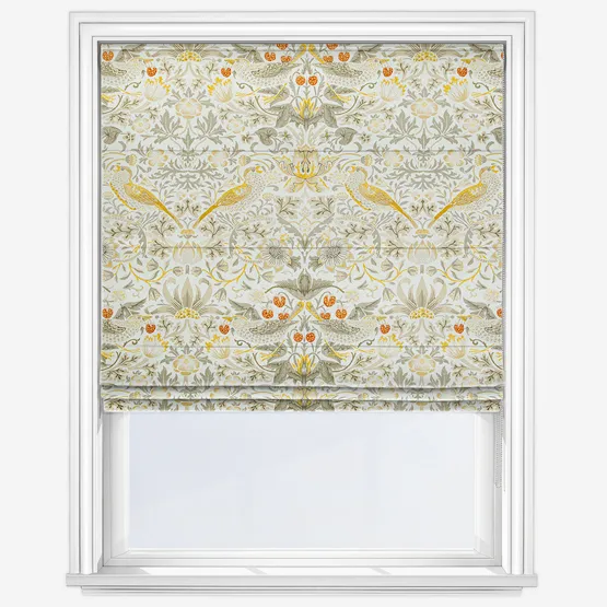 William Morris At Home Strawberry Thief Ochre Roman Blind