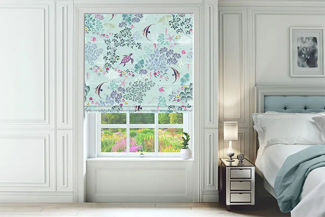 Sara Miller Underwater Aqua - Designer Roman Blind