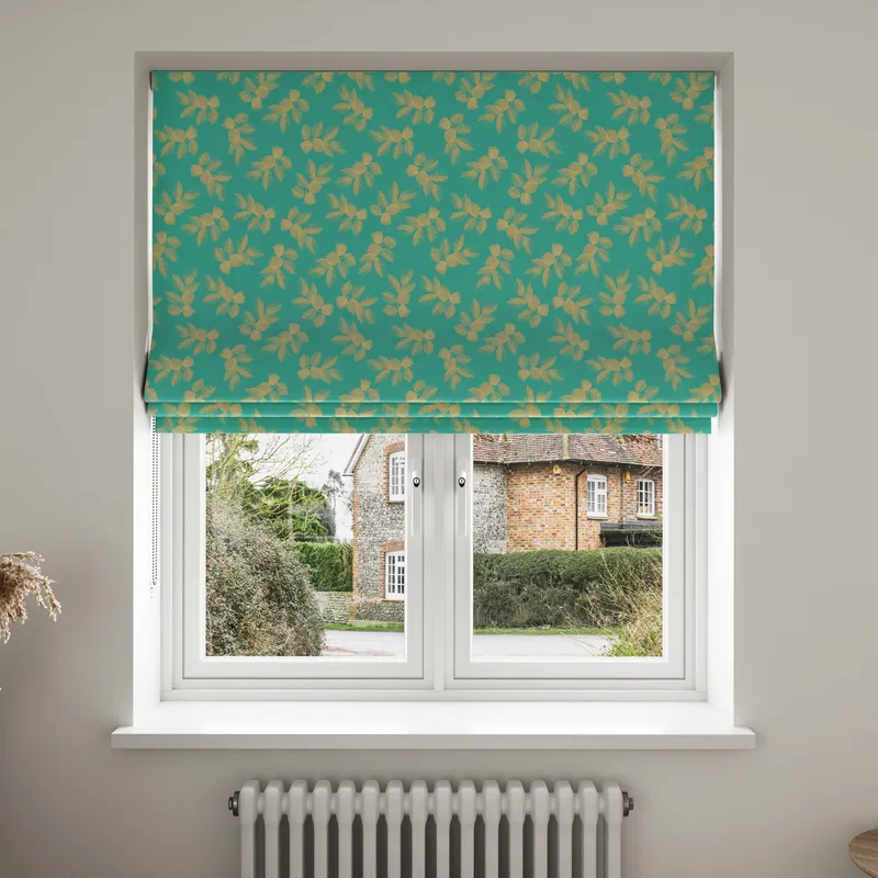Sara Miller Etched Leaves Green Blinds Uk