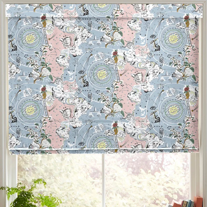 Cath Kidston Power To The Peaceful Made To Measure Roman Blind Pink Blue