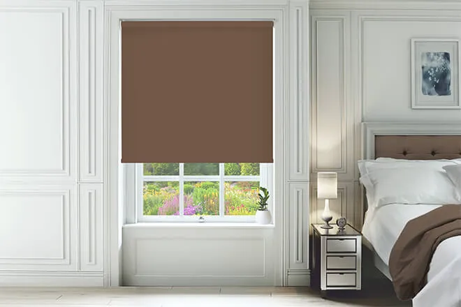 Cambridge Safe+ Brown - Fire Retardant & Moisture Resistant Blackout Roller Blind