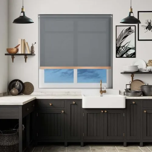 Origin Rock Grey Copper Bottom Bar Cordless Roller Blind