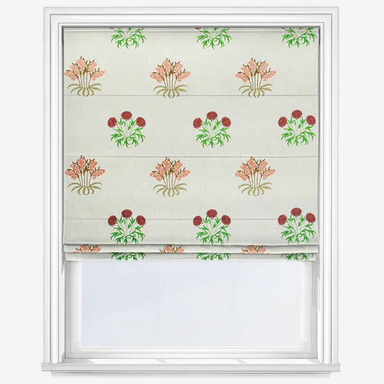 William Morris At Home Lily Flower Embroidery Madder Roman Blind
