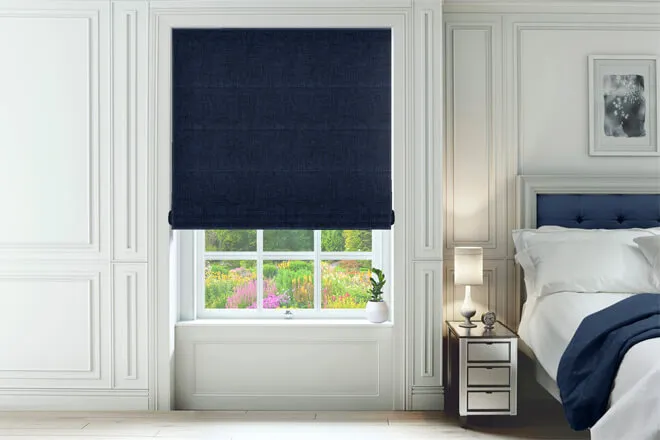 Etna Blue - Basketweave Roman Blind