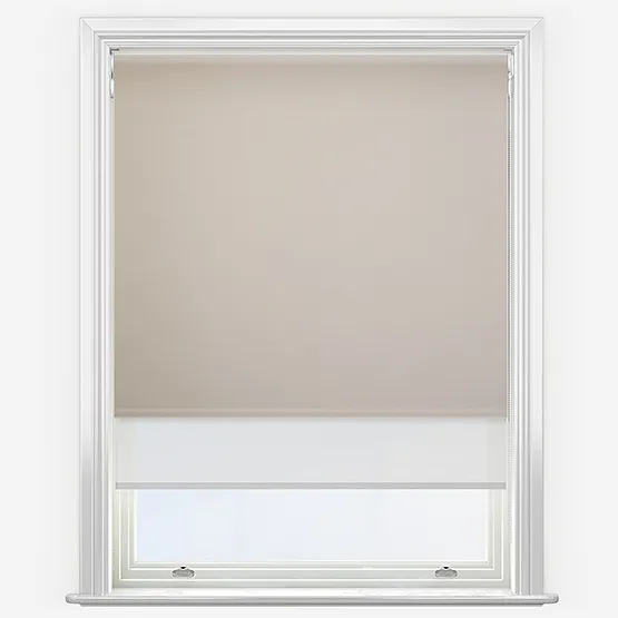Double Roller Carnival Blackout Taupe & White Double Roller Blind