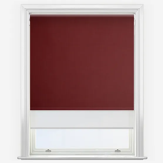 Double Roller Fusion Blackout Merlot Red & White Double Roller Blind