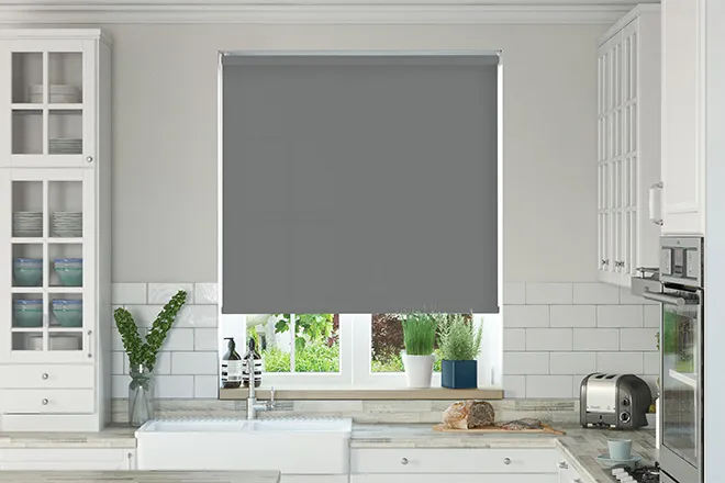 Oxford Safe+ Graphite - Fire Retardant & Moisture Resistant Roller Blind