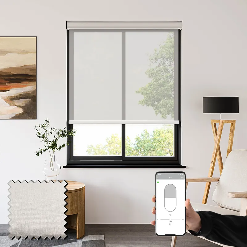 Lucid Ice White Voile Battery Powered Electric Roller Blind