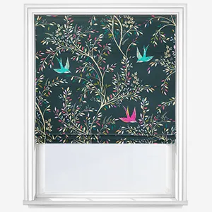 Sara Miller Swallows Forest Green Roman Blind