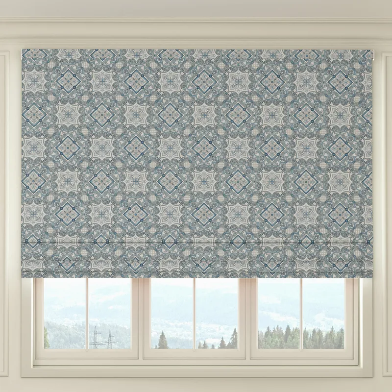 House Llewelyn-bowen Festivo Printed Made To Measure Roman Blind Bluestone
