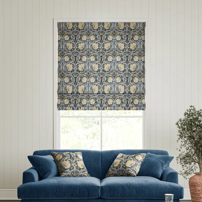 William Morris At Home Pimpernel Indigo - Designer Roman Blind