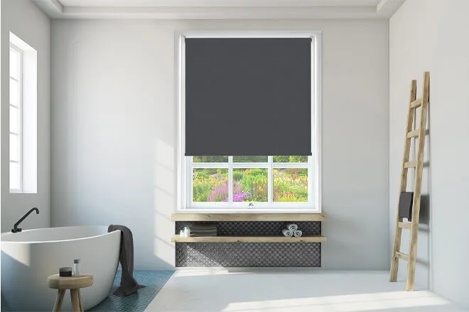 Laura Dark Grey - Waterproof Blackout Roller Blind