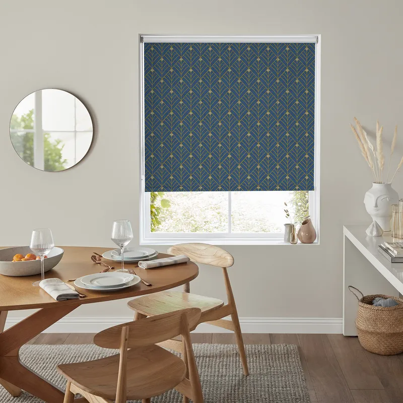 Insta Fit No Drill Yarrow Blackout Navy Roller Blinds - Fit In 30 Secs
