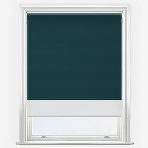 Supreme Blackout Peacock & White Double Roller Blind