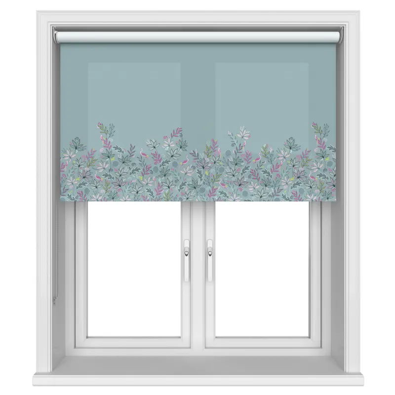Sara Miller Botanic Paradise Border Dusky Blue Blinds Uk
