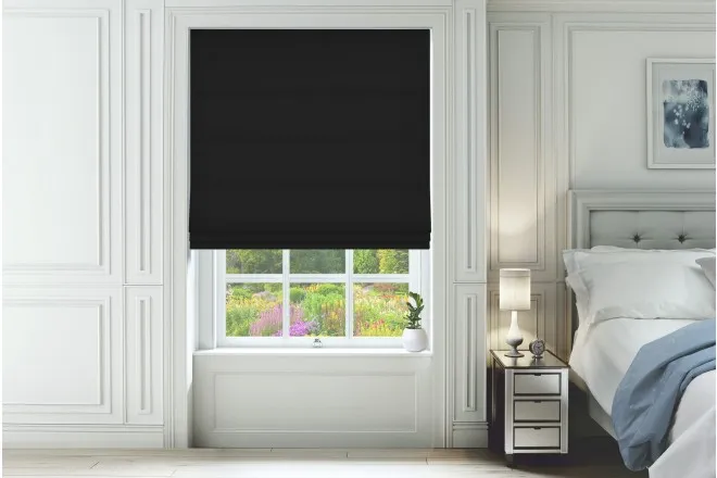 Monti Black - Luxury Chenille Roman Blind