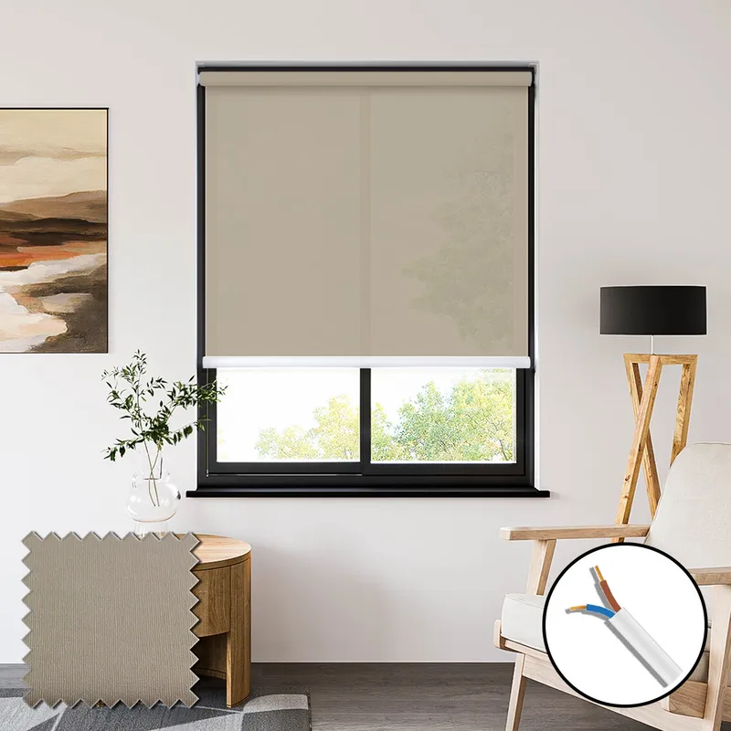 Seclusion Beige 230vac Electric Privacy Roller Blinds