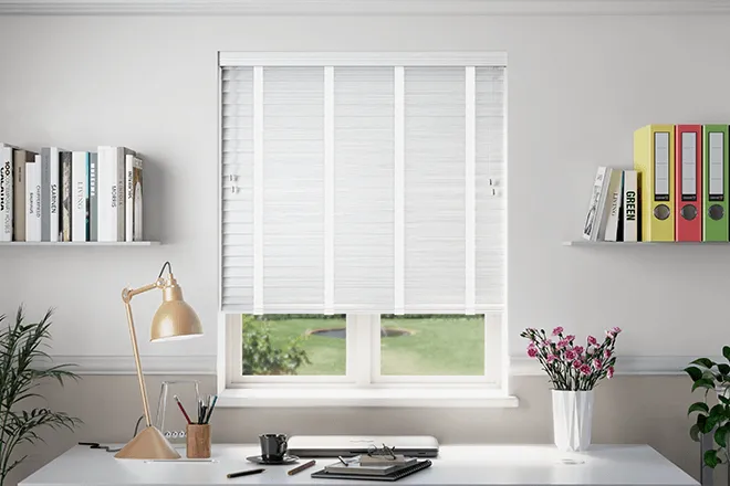 Morgan 50 Bamboo White - 50mm Slat Wooden Blind White Tape