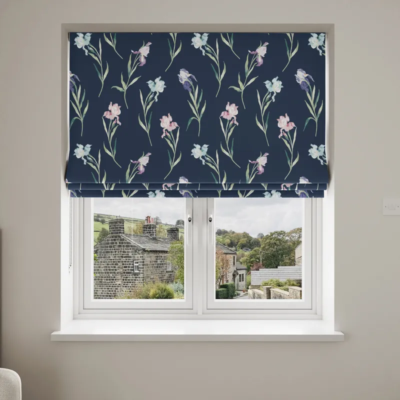 Laura Ashley Hawling Irises Midnight Navy Blinds Uk