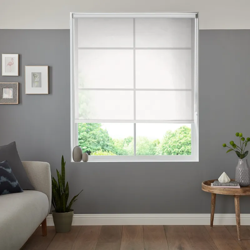 Insta Fit No Drill Geo Voile Snow Roller Blinds - Fit In 30 Secs