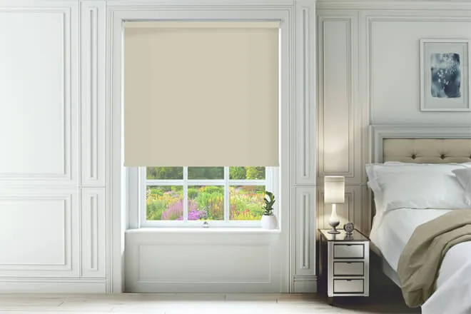 Alpha Blackout Beige - Fire Retardant Moisture Resistant Blackout Roller Blind