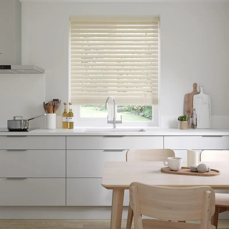 Lunar Barley Cream Faux Wooden Blinds 50mm