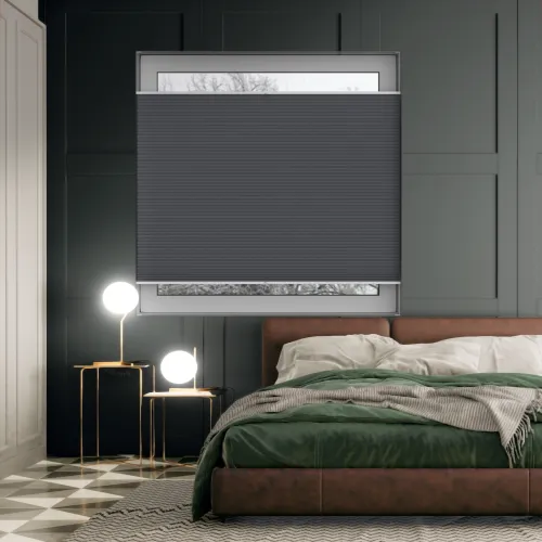 Tensioned Dovestone Blackout Anthracite Honeycomb Pleated Blind