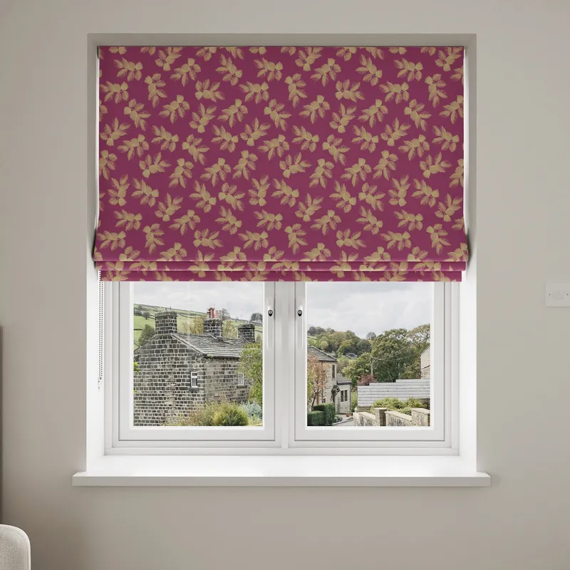 Sara Miller Etched Leaves Fuchsia Blinds Uk